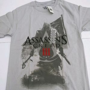 Assassins Creed Shirt Mens M Gray Graphic tee Short Sleeve Gamer Pop Art